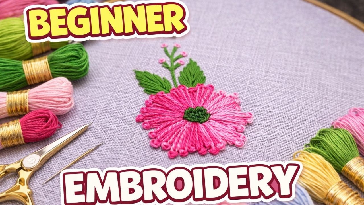 Beginner Embroidery Tutorial | Easy Flower Embroidery Step by Step (Hand Embroidery) - YouTube