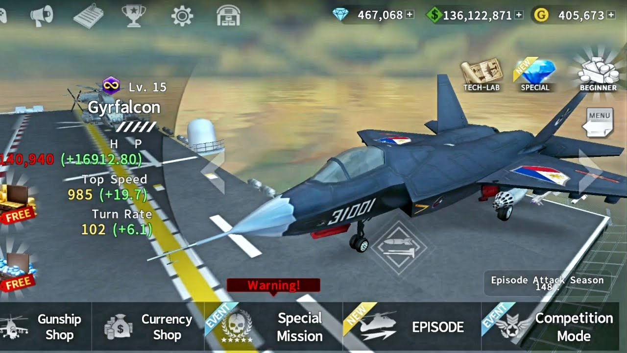 Gunship Battle: GYRFALCON with Special weapon gameplay.