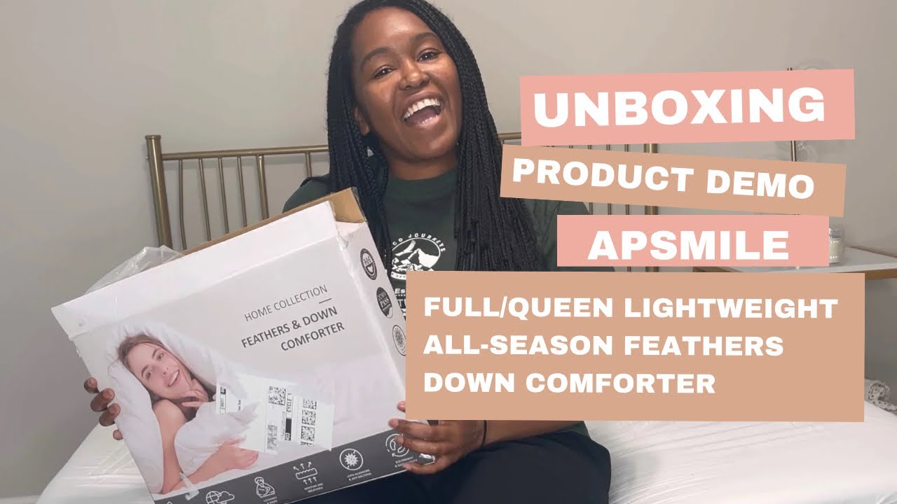 APSMILE Full/Queen Lightweight All-Season Feathers Down Comforter unboxing & product demo