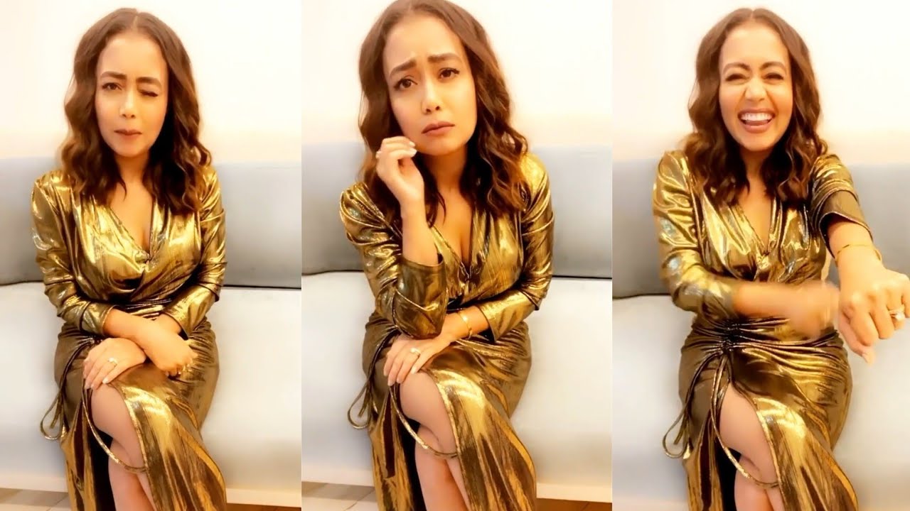  Neha Kakkar hot golden dress compilation bold