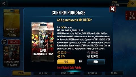 Buying a greatest pack in ultimate robot fighting