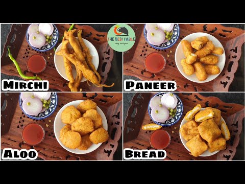 1 ही बॅटर से बनायें 4 तरह के पकोडें जो है बनाने मे आसान और खाने मे स्वादीष्ट|1 batter 4 bajji recipe 1 ही बॅटर से बनायें 4 तरह के पकोडें जो है बनाने मे आसान और खाने मे स्वादीष्ट|1 batter 4 bajji recipe