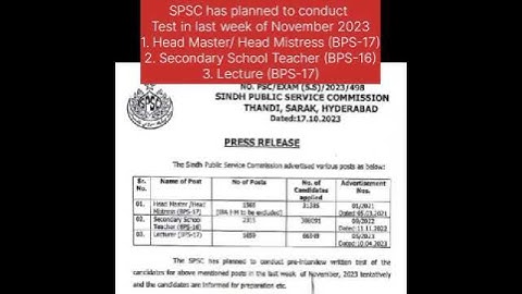 Sindh Public Service Commission | Headmaster test 2023 | Lecturer test 2023