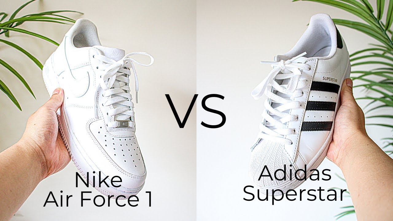 Melbourne carne Chispa  chispear Nike Air Force 1 vs Adidas Superstar Comparison | Sizing - YouTube