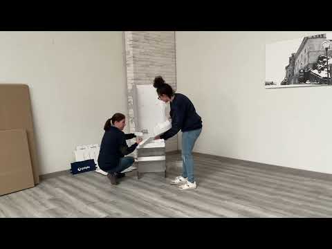 Expositor de cartón para papelería con separadores
