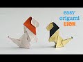 An easy origami lion (&quot;Lion Jump&quot;), revised step by step tutorial