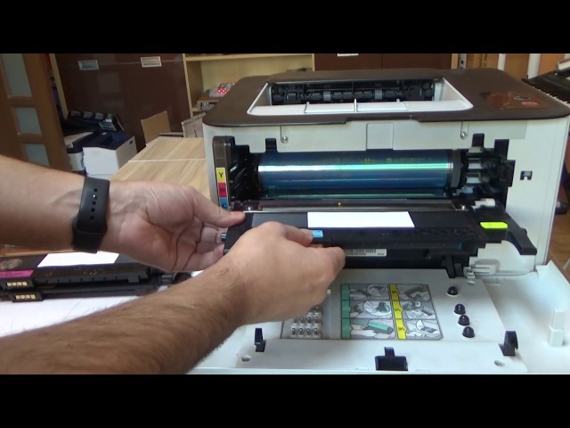 HP Color Laser 150a 150nw 178nw 179fnw Remove install replacing toner  cartridge - YouTube