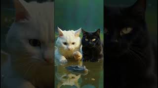 Snowy and Shadow Playing in Water Get Shocked by Something Jumping! 🐾💦😲 #shorts #catvideos