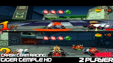 Crash Team Racing Tiger Temple ( 2 Player ) Hard Mode Full Episode in HD 1080p Ps1 Gameplay