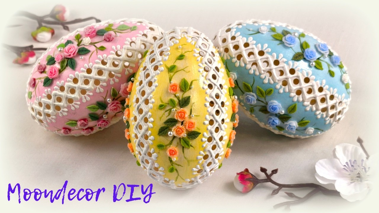 DIY Easter Eggs with easy Openwork Designs and Nail Art Decorations. Ażurowe pisanki.