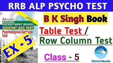 TABLE TEST / ROW COLUMN TEST  | FOLLOWING DIRECTION TEST | Class - 5 | RRB ALP PSYCHO TEST CBT3
