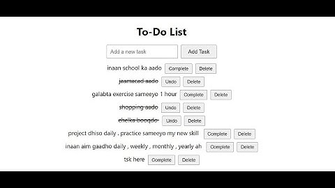 5  To Do  list App React js crash course #somali