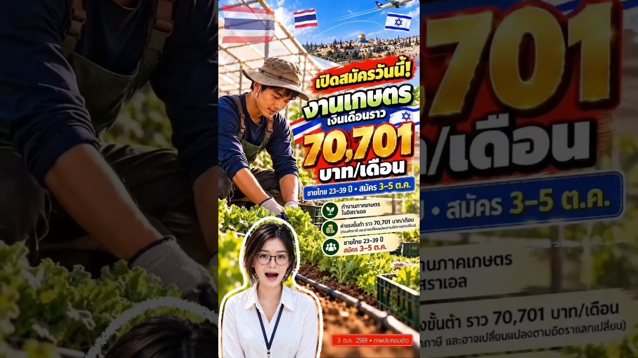 เปิดวันนี้! รับชายไทยทำงานเกษตรอิสราเอล เงินเดือนขั้นต่ำราว 70,701 บาท