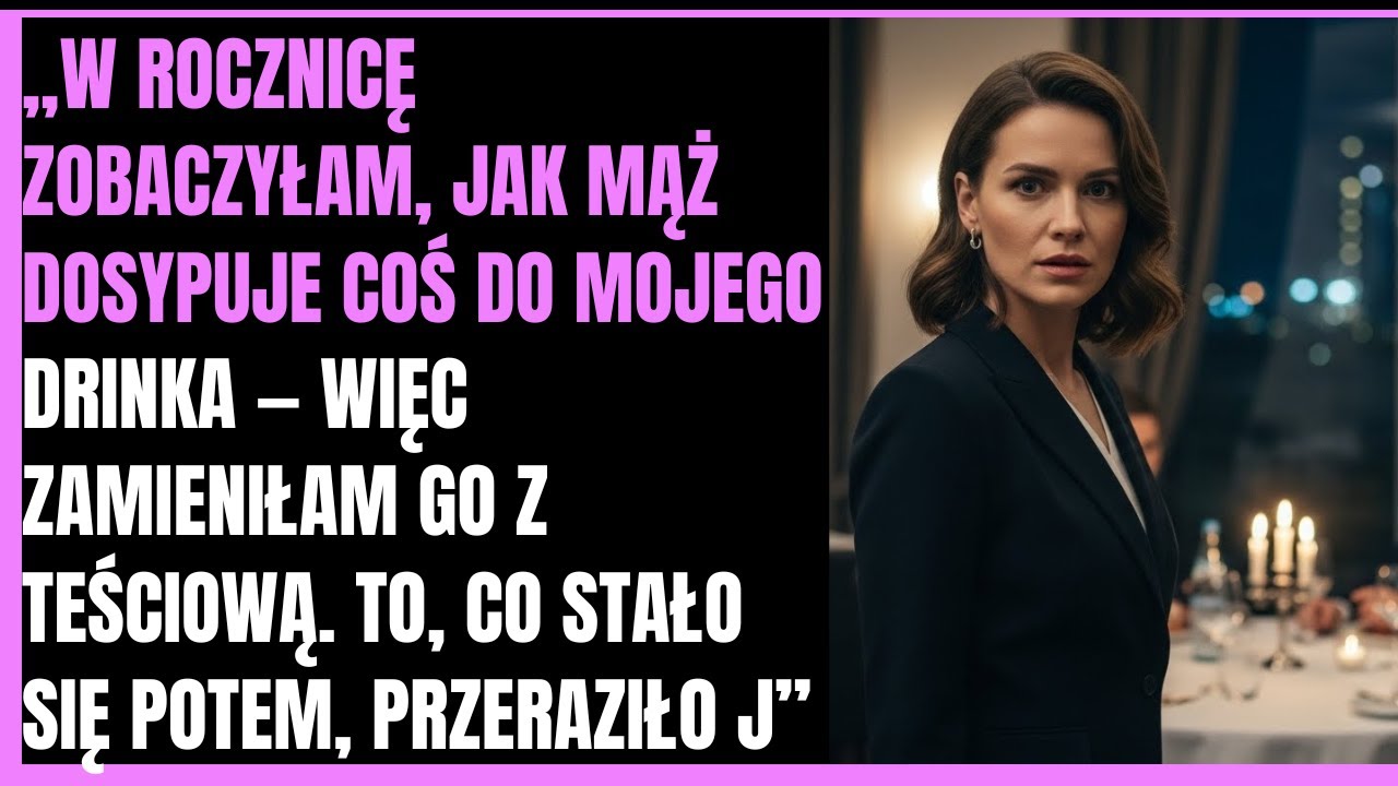 Nigdy nie sądziłam, że zamiana kieliszków z teściową w dniu mojej rocznicy będzie ostatnią rzeczą, jaką zrobię jako potulna żona. Gdy zobaczyłam, jak mąż wsypuje proszek do mojego drinka,...