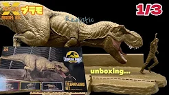 YouTube channel 彩り模型ch. color63ch. unboxing and building X-PLUS Jurassic Park T. rex plastic model kit.