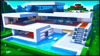 Minecraft Easy Large Modern House: How to build a Large Modern House (Tutorial)