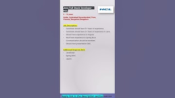 HCL | Java Full Stack Developer | Bangalore | Angular, Spring Boot, Microservice #shorts #ytshorts
