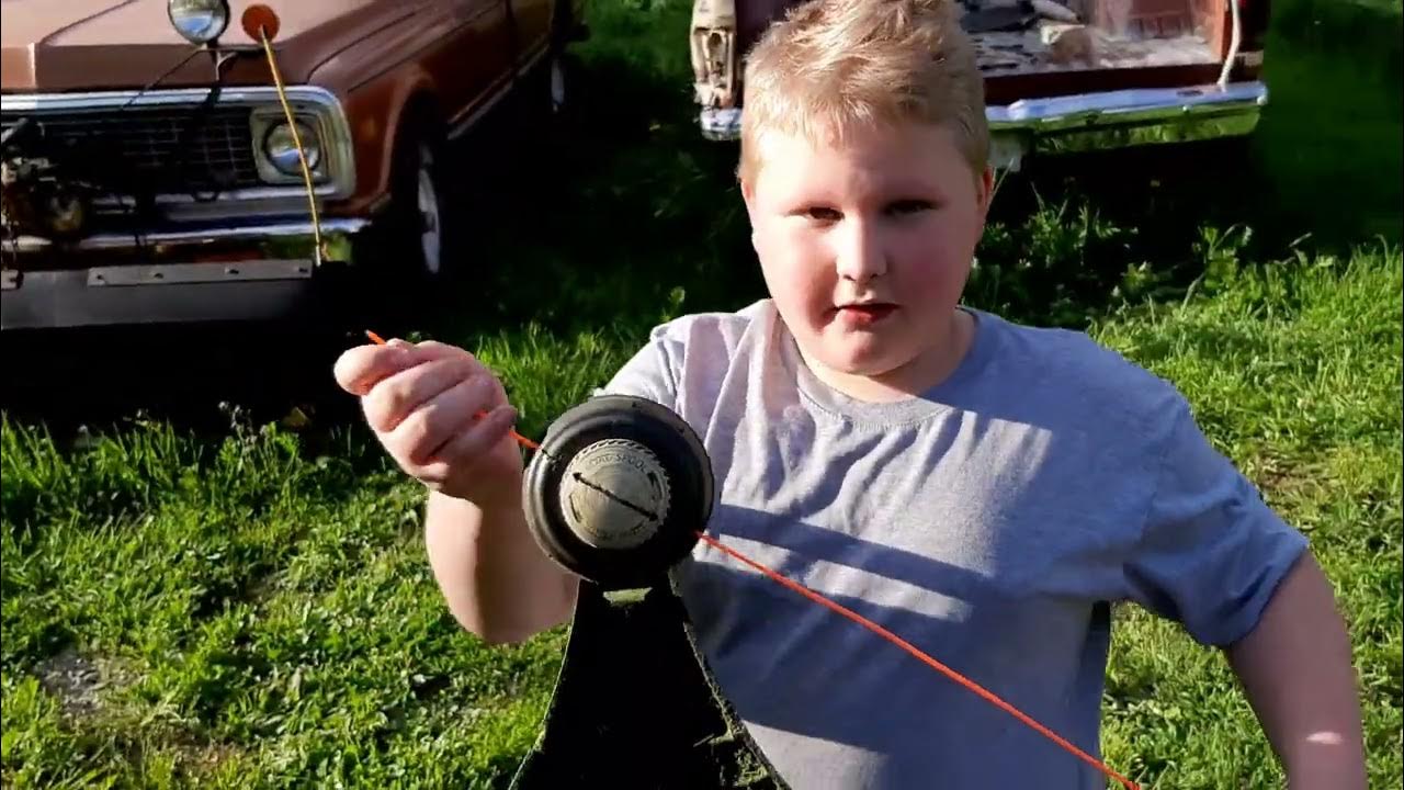 how to restring a Homelite gas trimmer with bump feed head. YouTube