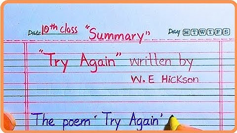 Summary Try Again 10th class | English With Ilyas