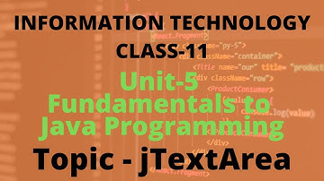 UNIT-5 FUNDAMENTALS TO JAVA PROGRAMMING|| CLASS -11 IT 802 || CBSE|| INFORMATION TECHNOLOGY|| PART 5