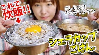 【ソロキャン飯】シェラカップならごはん1人前が超美味しく炊ける！〜ワンタンスープとしらすご飯〜