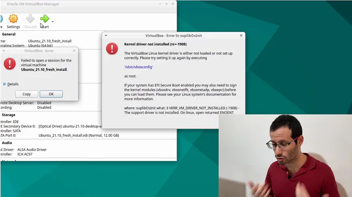 Virtualbox kernel driver not installed (rc=-1908) Ubuntu