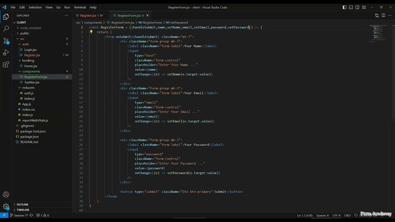 ساخت وب سایت رزرو هتل با React و Nodejs - جلسه هشتم