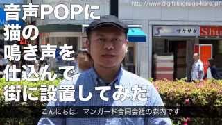 音声POPに猫の鳴き声を入れて街に設置してみた