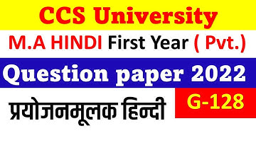 G 128 प्रयोजनमूलक हिन्दी  CCS University MA HINDI First Year (Private) Question Paper 2022 HINDI IV