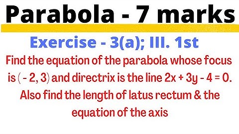 Equation of the parabola when focus and directrix are given ;  Parabola | 7 marks problem @EAG