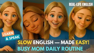 Daily Routine of A Busy Mom Real-Life English Conversation for Beginners Slow English Practice
