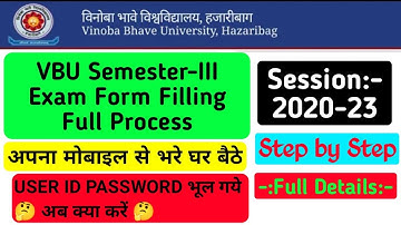 VBU Semter-3 Exam Form Online Process | How to Fill Examination Form | Session 2020-23 Exam Form