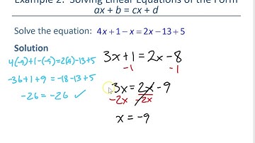9.3 Solving Linear Equations: ax+b=cx+d