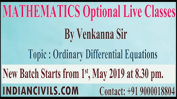 New Batch for Mathematics - Optional  starts from 01st  May 2019, on Wednesday at 8:30 PM