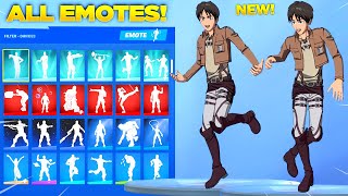 EREN YEAGER SKIN Showcase with All Fortnite Dances & Emotes! (Fortnite Attack on Titan Skin)