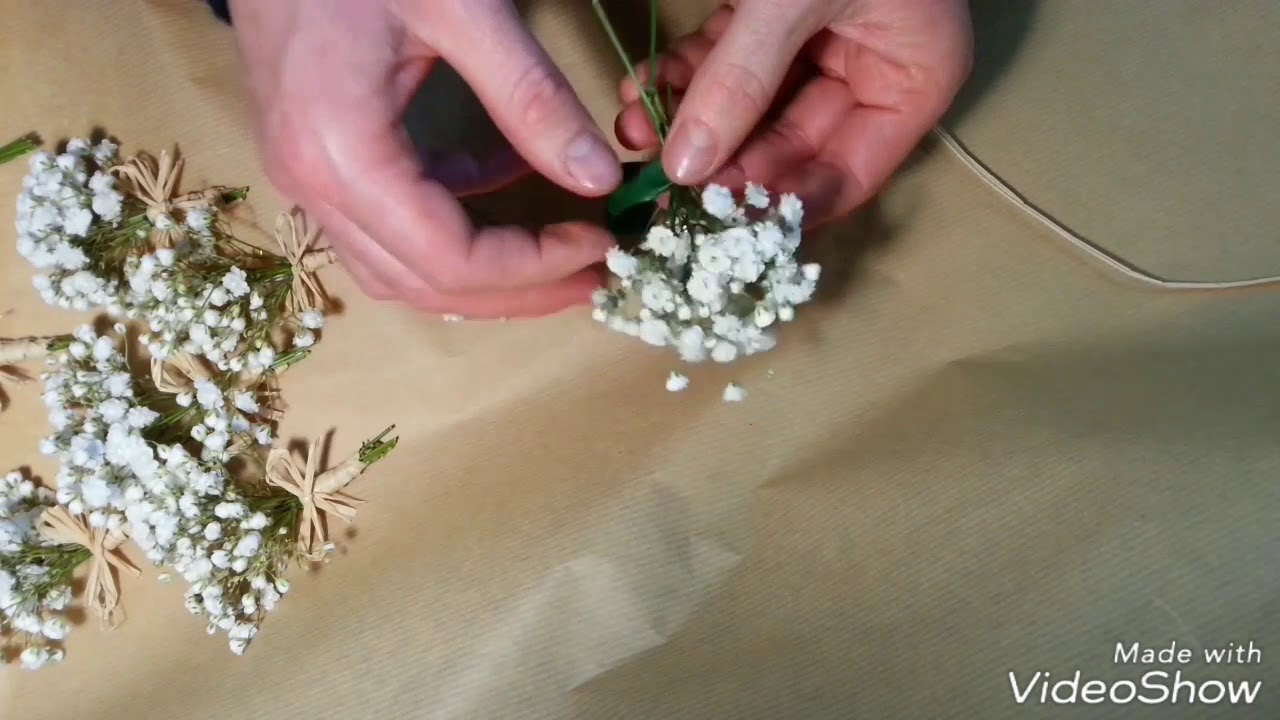 Comment faire une boutonnière simple mariage avec gypsophile et rafia -  thptnganamst.edu.vn