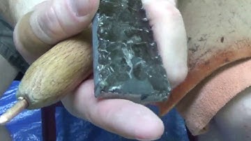 Flintknapping (large) obsidian spear point full version