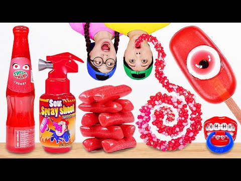 Red Food Rope Jelly Mukbang 빨간색 먹방 DONA 도나 