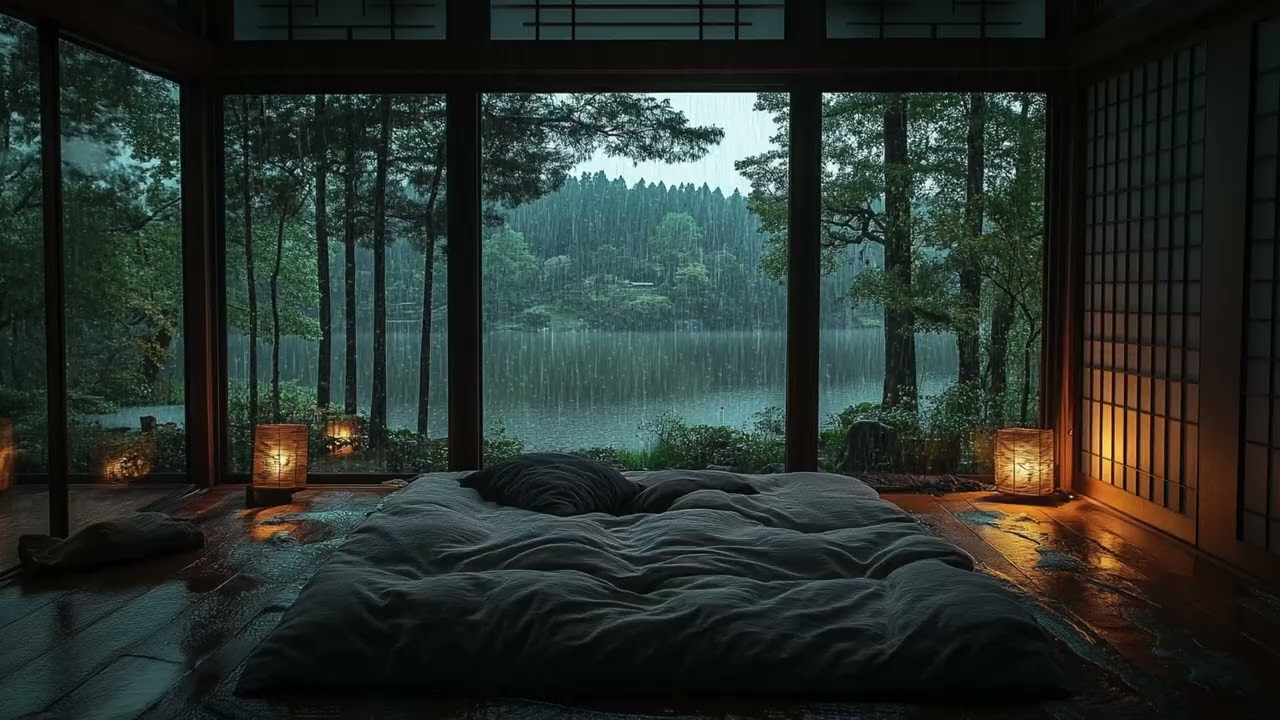 Soft Rain in a Silent Garden 🌧 (No Ads) | Calm Dark Bedroom for Deep Sleep and Relaxation