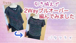 【かぎ針編み】大好きな糸で2wayＶネックプルオーバー編んでみました。【バタフライ】