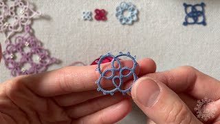 Basic tatting (Reverse work & DNRW) Exercise 1 - 3 simple motifs tutorial Frivolite