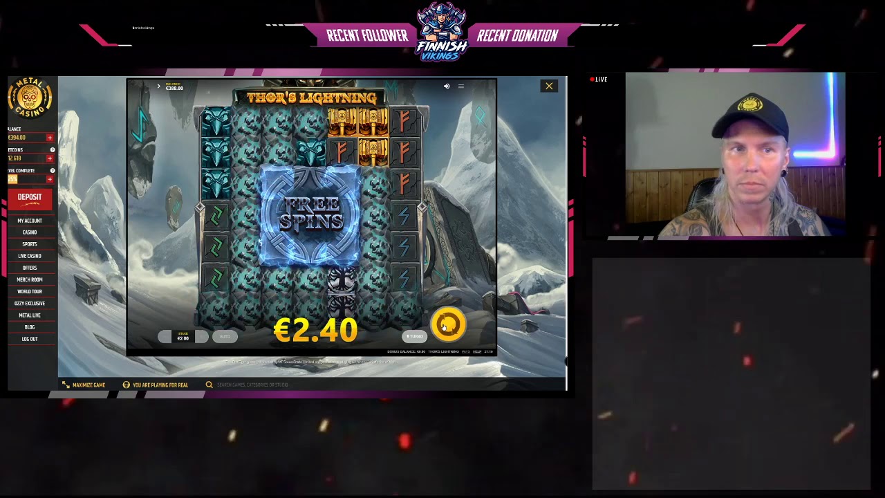 Satuday Slots Sessions | BB-Johnny "McMetal" plays at Metal Casino | Finnish Vikings