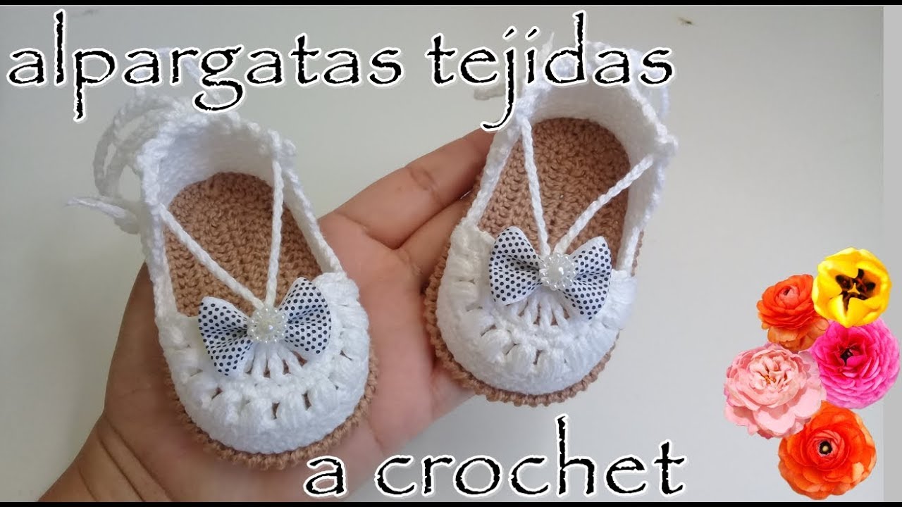 Alpargatas tejidas crochet para bebé -modelo - YouTube