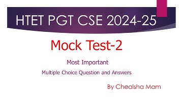 HTET PGT CSE Mock Test-2 |HTET PGT Computer Science Question answer| HTET Computer MCQ|Chealsha Mam