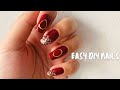 Easy DIY Nails | Red &amp; Gold | Glitter Nails | #shorts