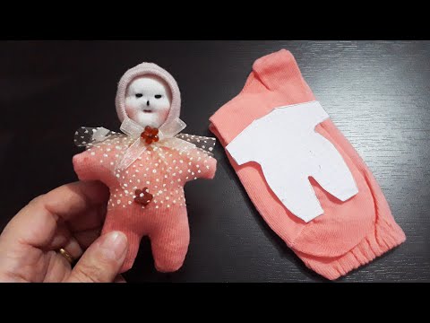 Çoraptan minyatür oyuncak bebek yapımı çok cici oldu, geri dönüşümü DIY
