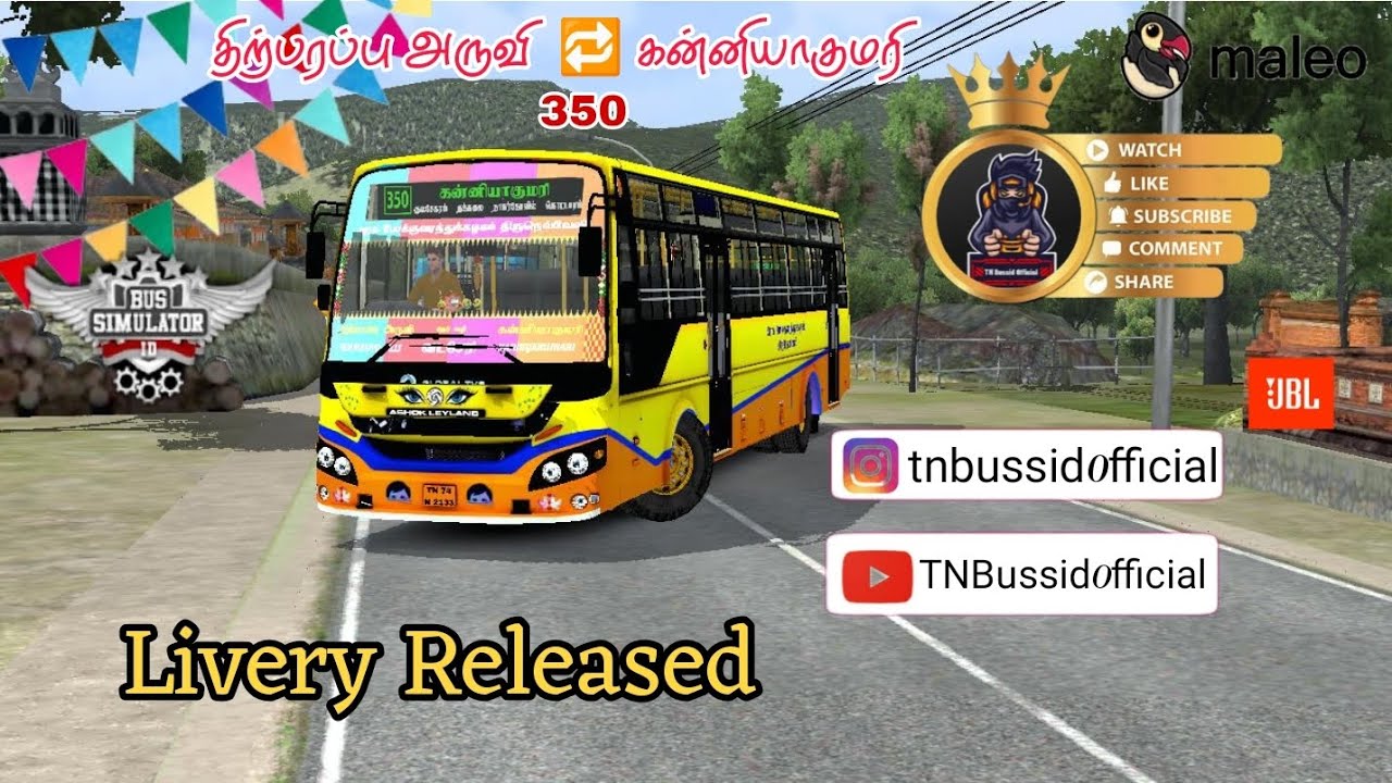 🎀 350 🎀 ||திற்பரப்பு அருவி 🔁 கன்னியாகுமரி || 🎀 Livery Released 🎀 @TNBussid0fficial 😍 TNSTC BS6 🪽