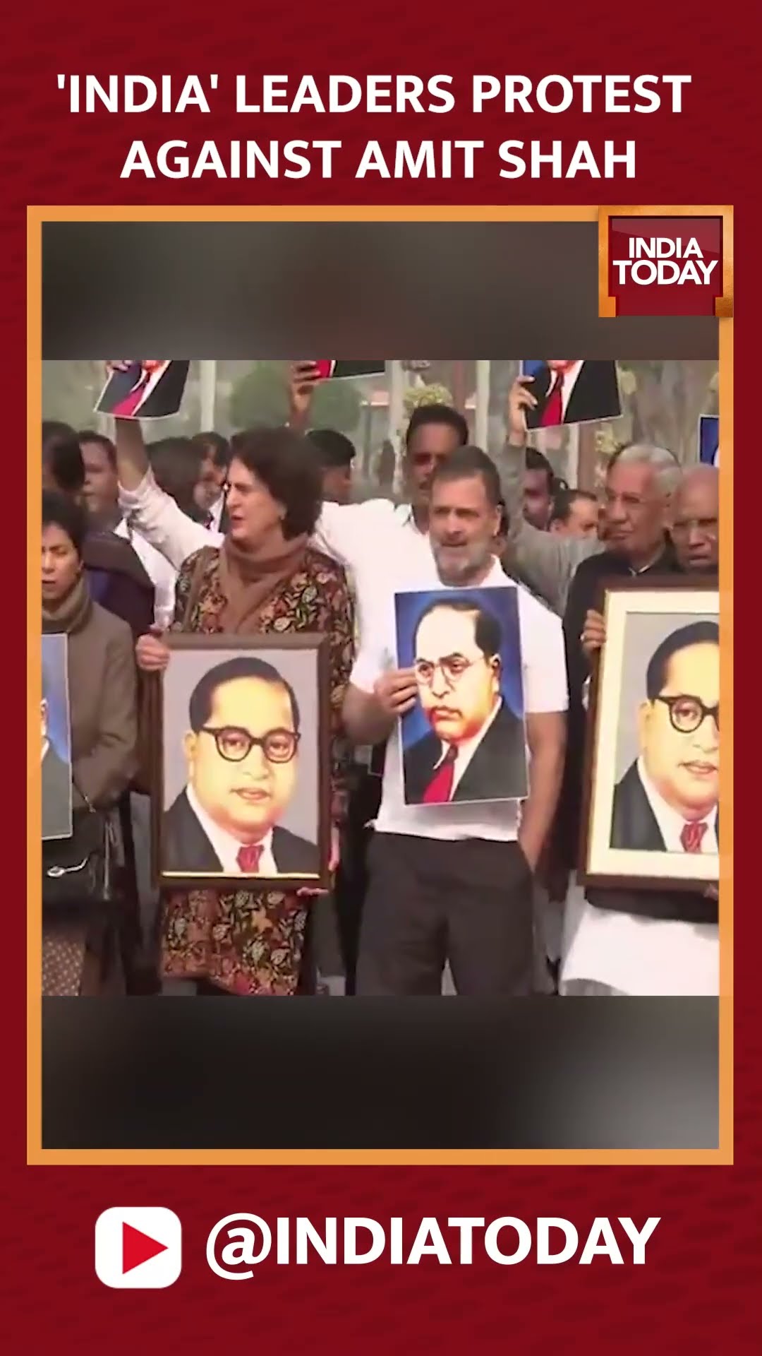 'INDIA' Bloc Leaders Protest Outside Parliament Against Amit Shah's Statement Over Ambedkar #shorts