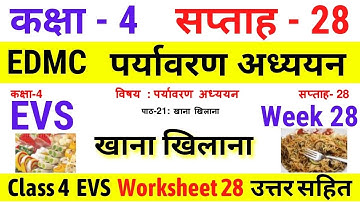 EDMC Class 4 EVS Week 28 Worksheet 28 पर्यावरण अध्ययन सप्ताह 28 || खाना खिलाना