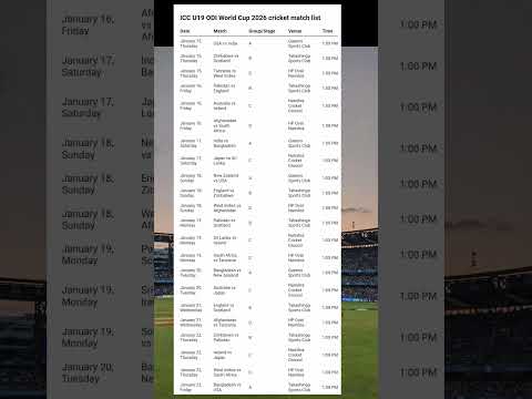 U19 World Cup 2026 | U19 World Cup 2026 Schedule #icc #u19cwc #cricket #trending #indvspak #shorts #